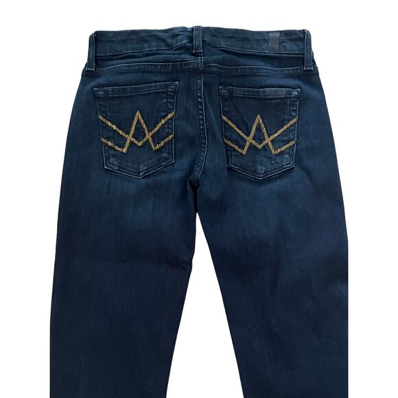 Vintage 7 for all Mankind A Pocket Flare Jeans USA Dark Wash Sz 26 Y2K - Picture 5 of 5